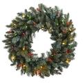 Nearly Natural 30 in. Pine Wreath With Colored Lights 4862